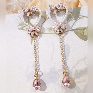 Heart & Bow Drop Earrings